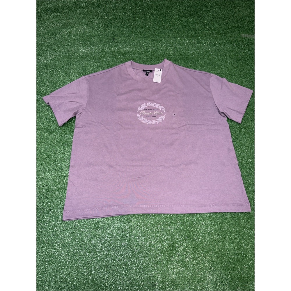EXPRESS Cropped‎ Loose T Shirt Purple Graphic Logo Men's Size S NW